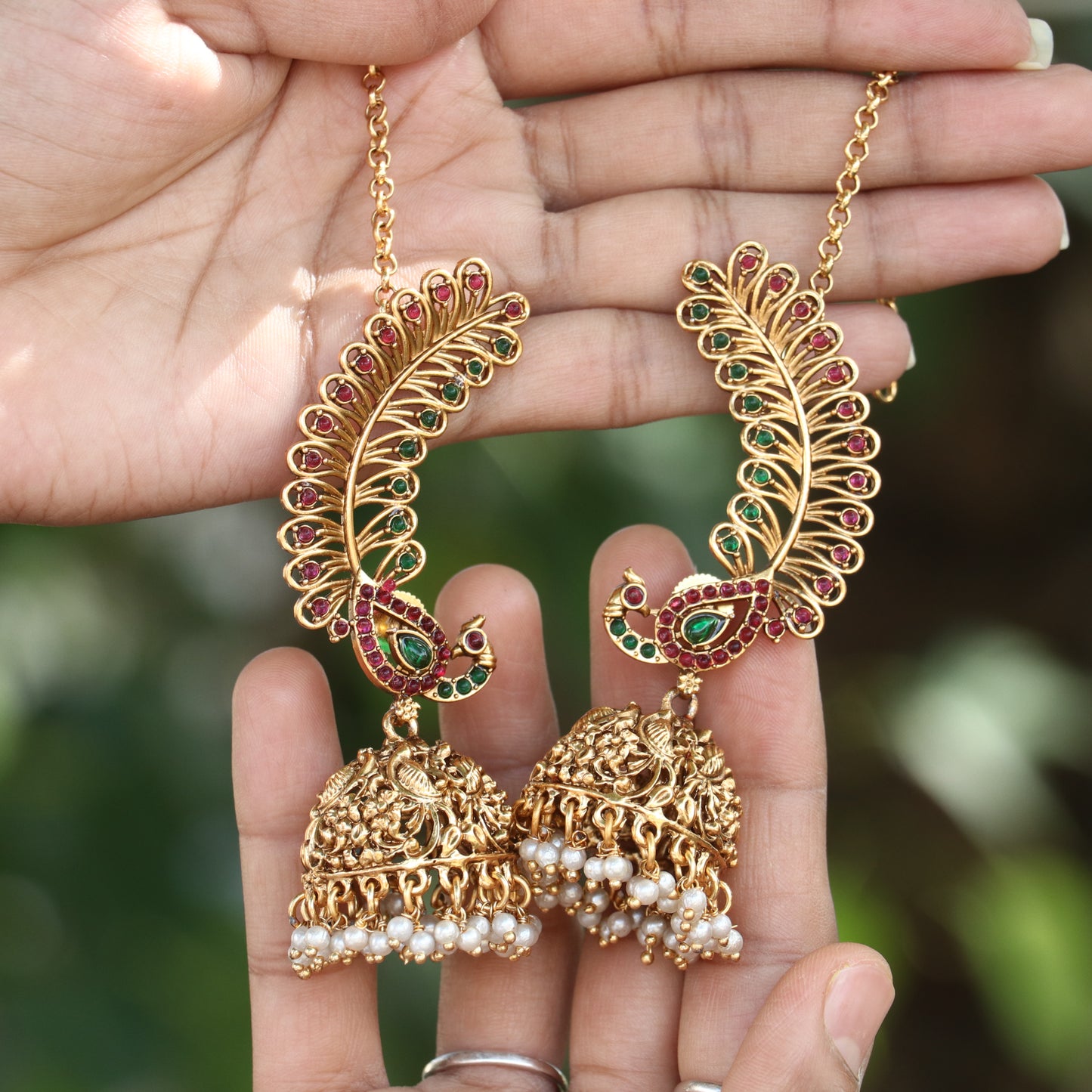 Peacock Designer Jhumka Cuff Earrings