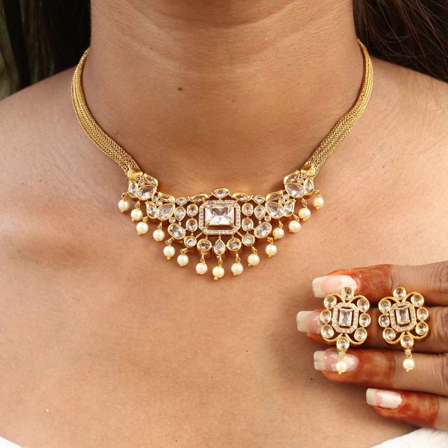 Maharani Charm AD Choker - Colors Available
