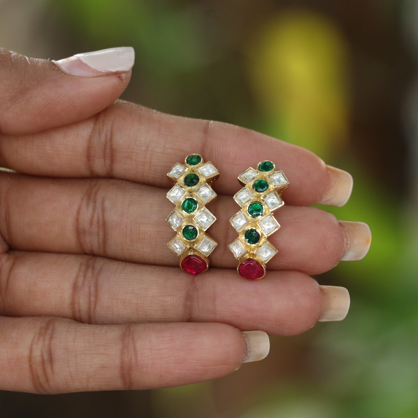 Jadau Kundan Hoop Style Earrings - Colors Available