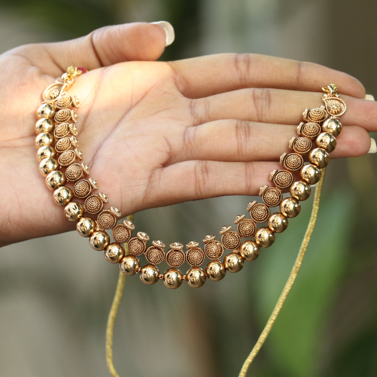 Antique Gold Finish Necklace Set