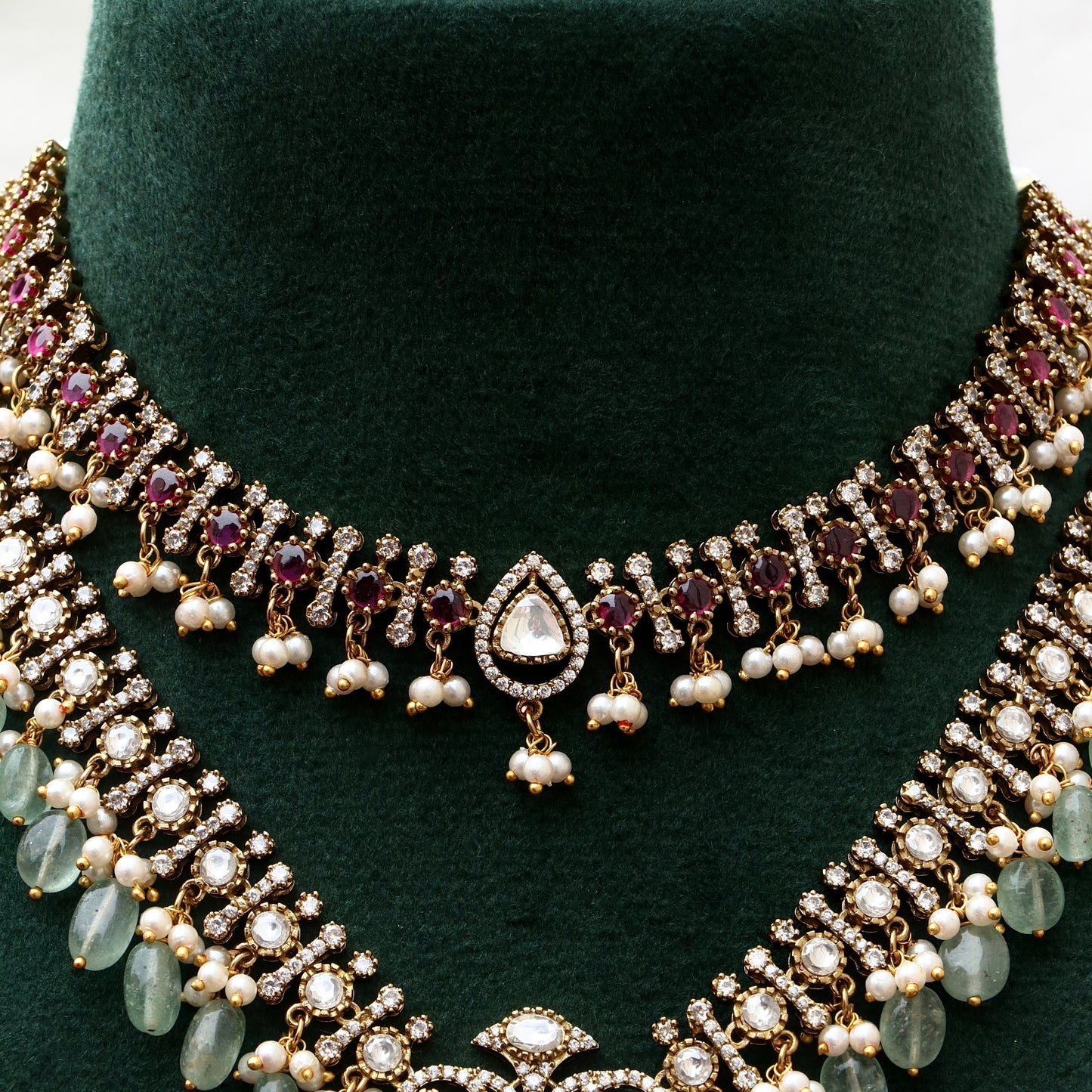 Prapti Moissanite Polki Kundan Bridal Combo Set / Short / Long Set