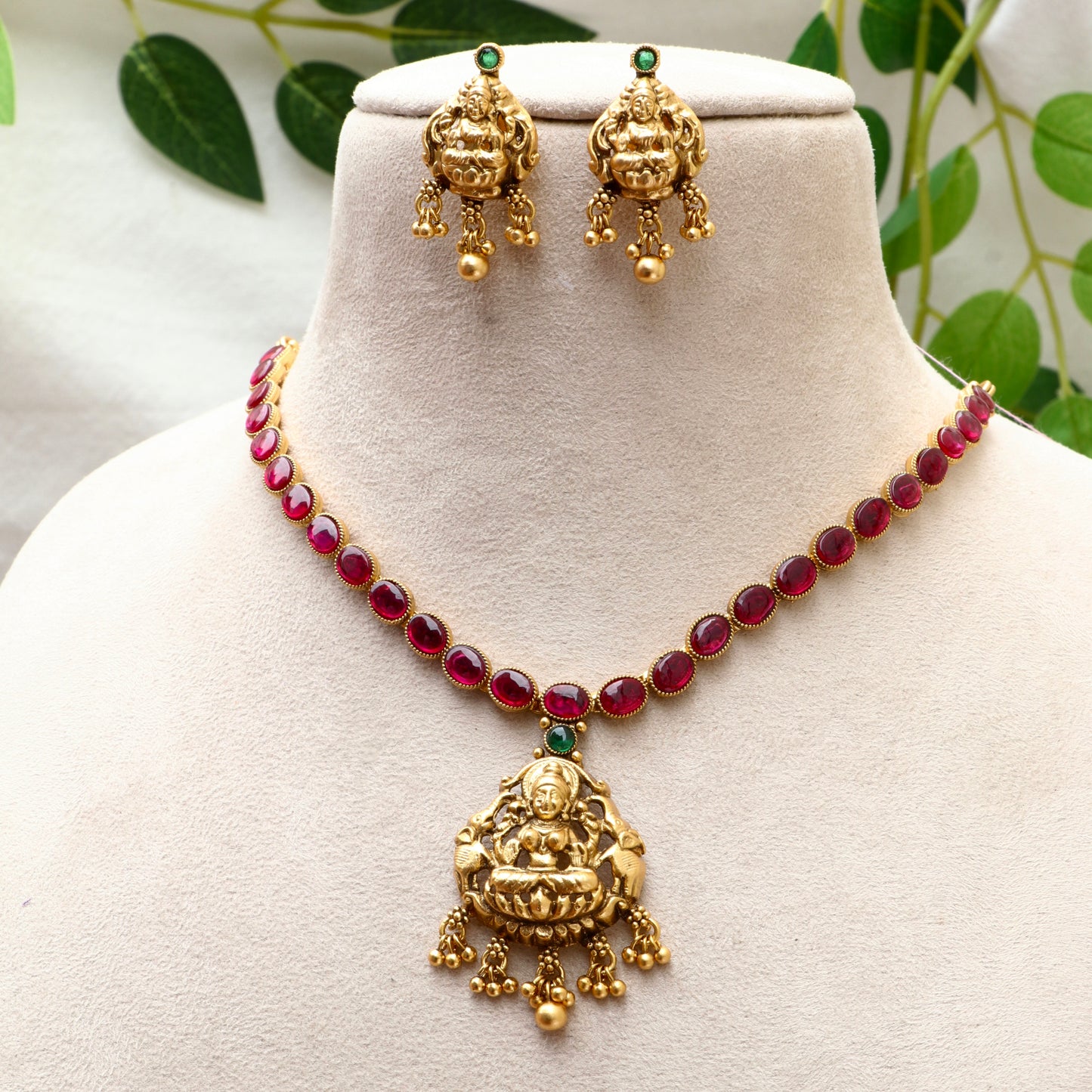 Ruby Bharatanatyam Necklace