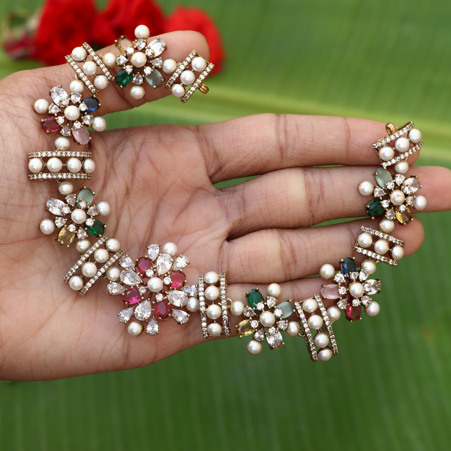 Stone Pearl Necklace