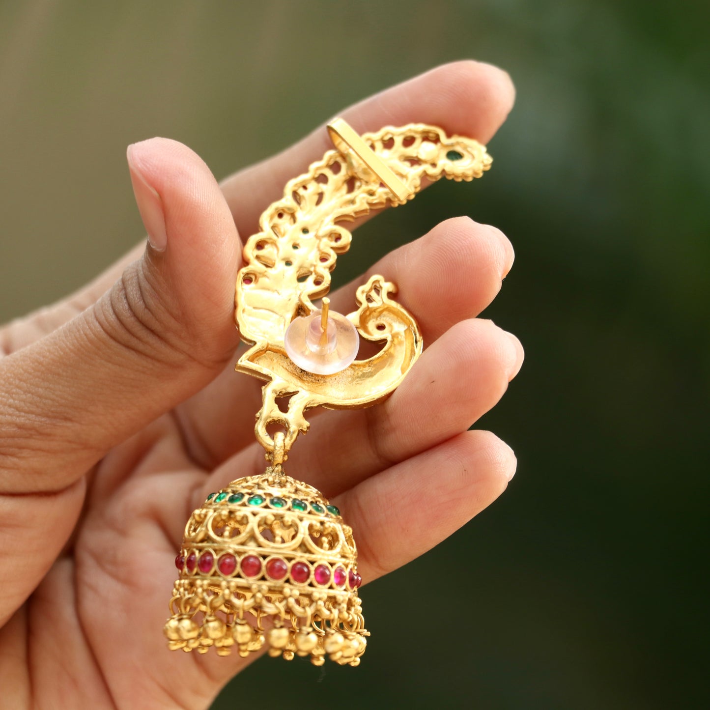 Mayuri Muti-Color Gold Finish Ear-Cuff Jhumkas