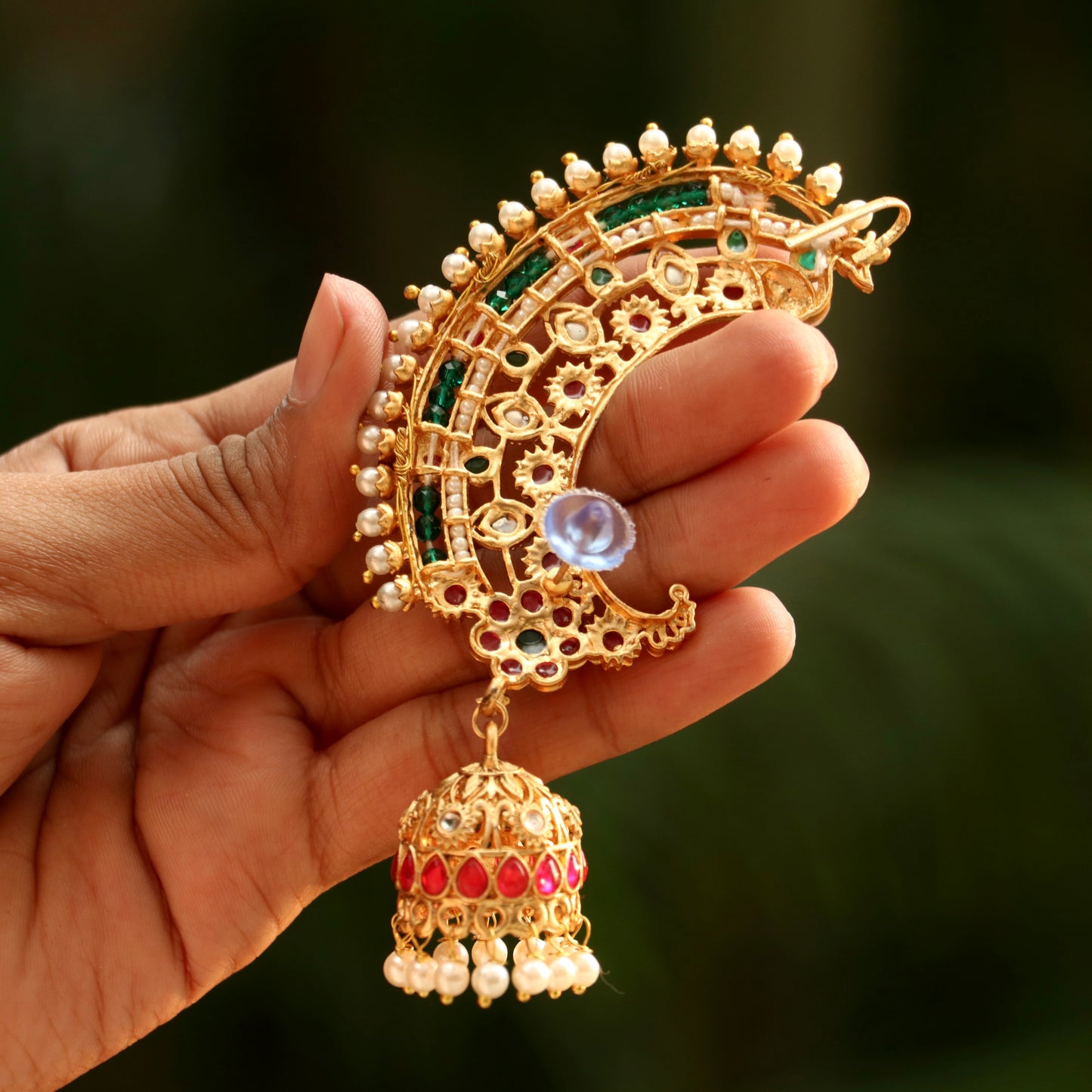 Razwada Gold Finish Ear-Cuff Jhumkas