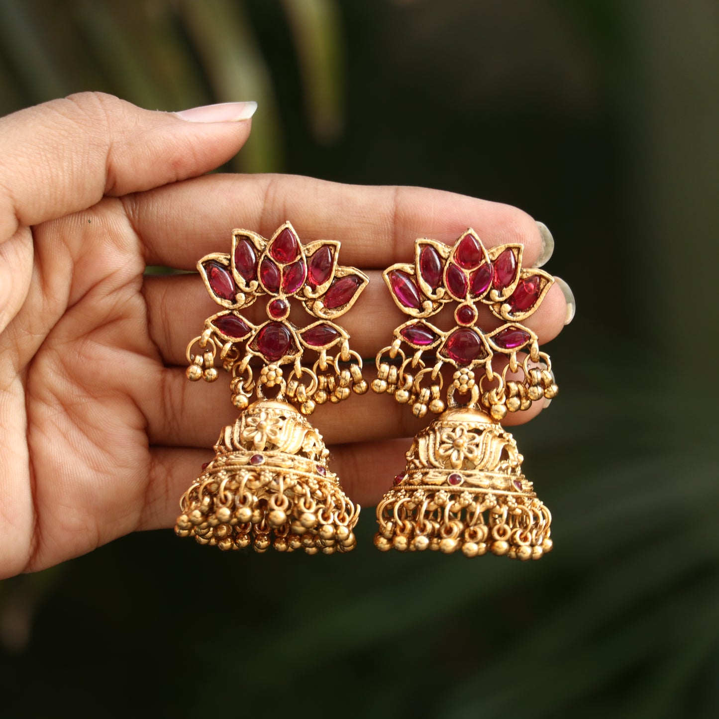 Antique Lotus Jhumkas