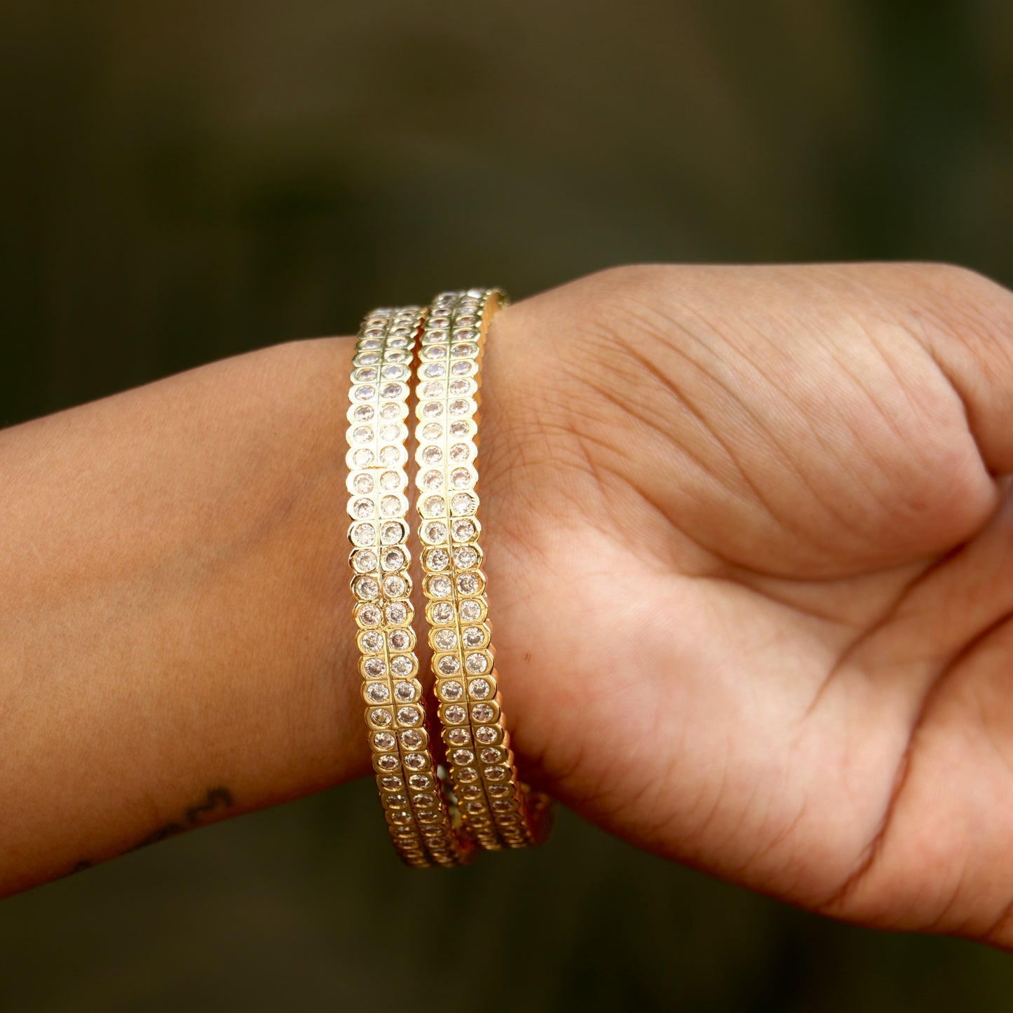 White Stone Bangles
