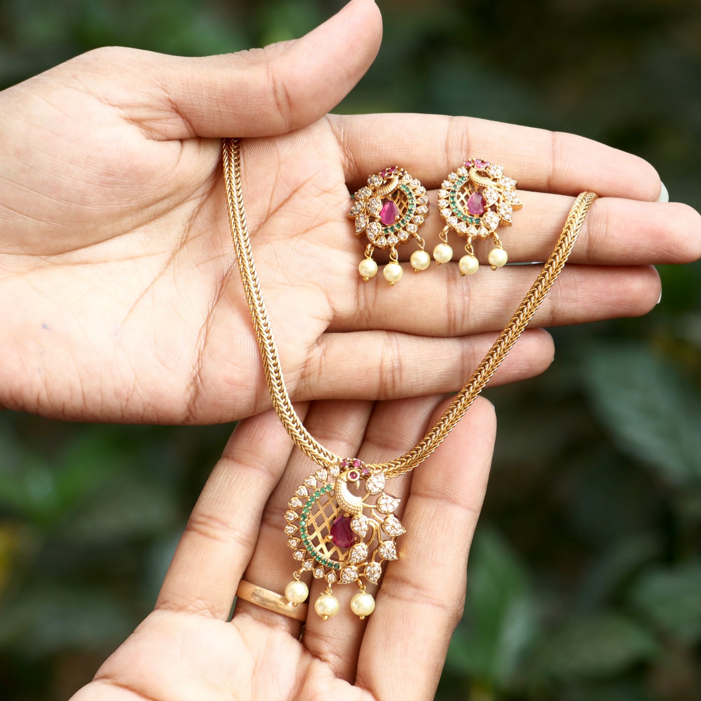 Peacock Antique Attigai Necklace