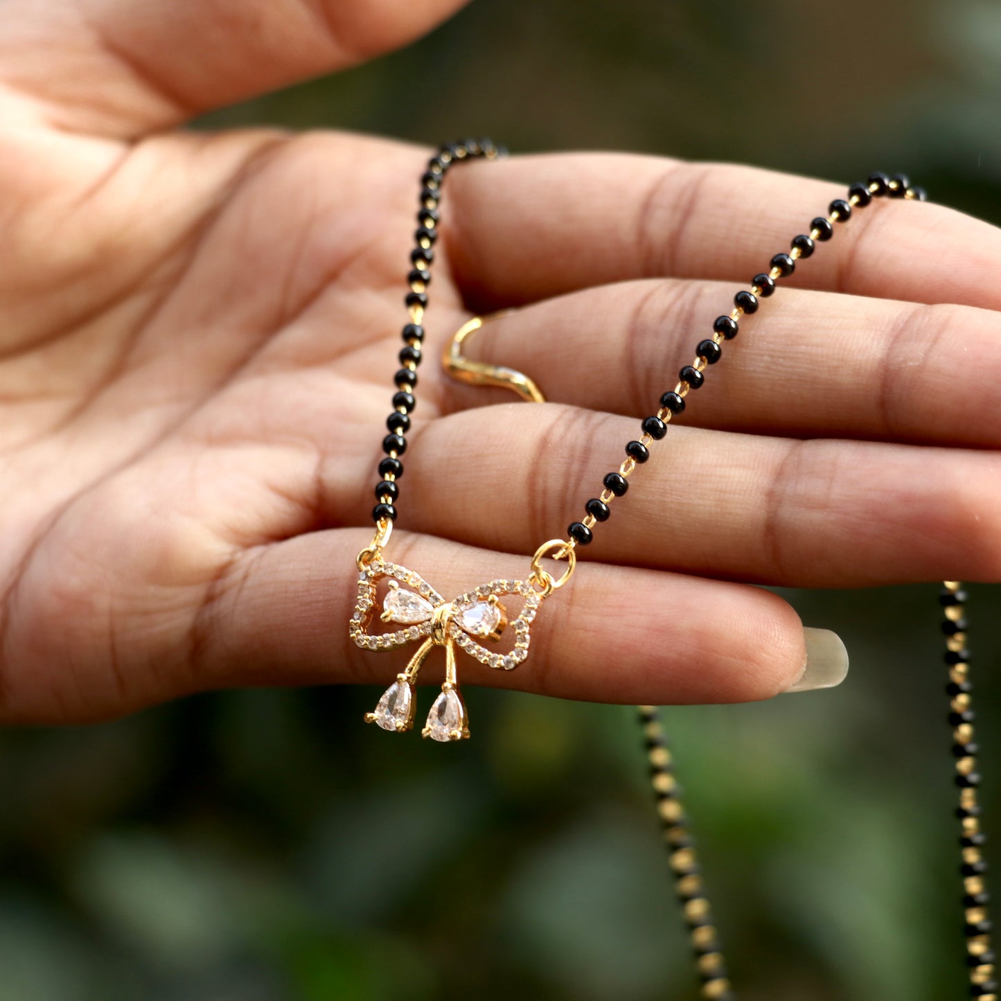 AD Black Beads Mangalsutra