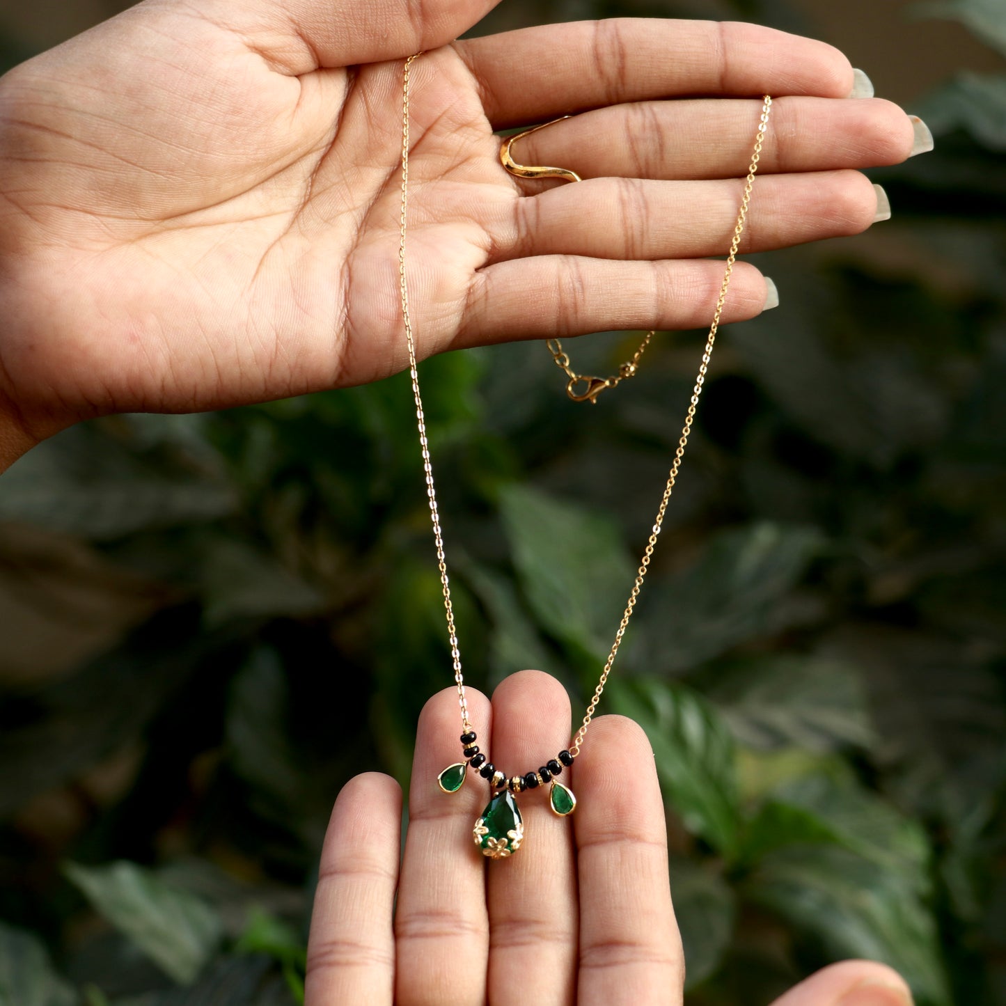 AD Black Beads Mangalsutra
