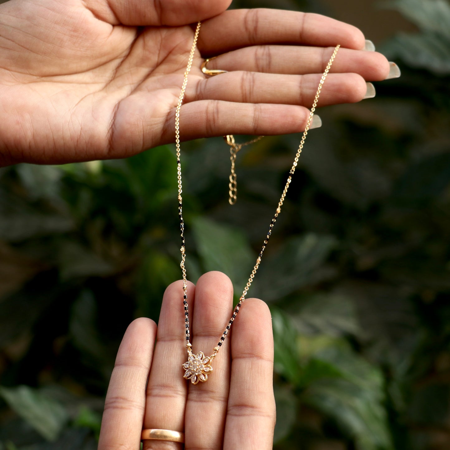 AD Black Beads Mangalsutra