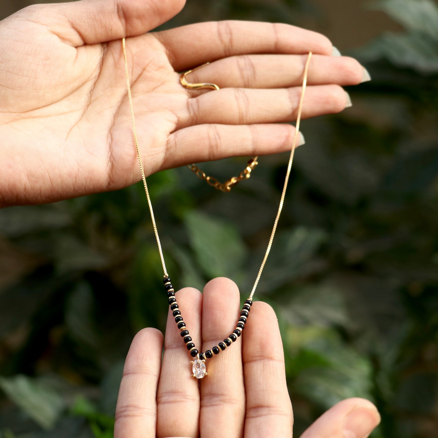 AD Black Beads Mangalsutra