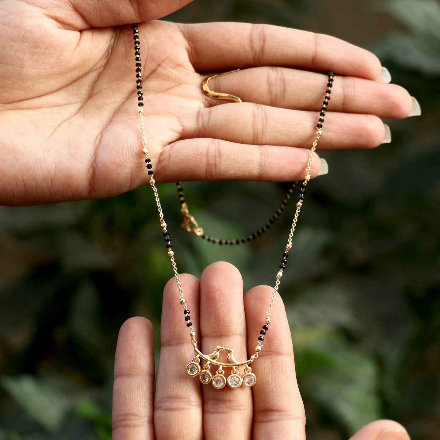 AD Black Beads Mangalsutra