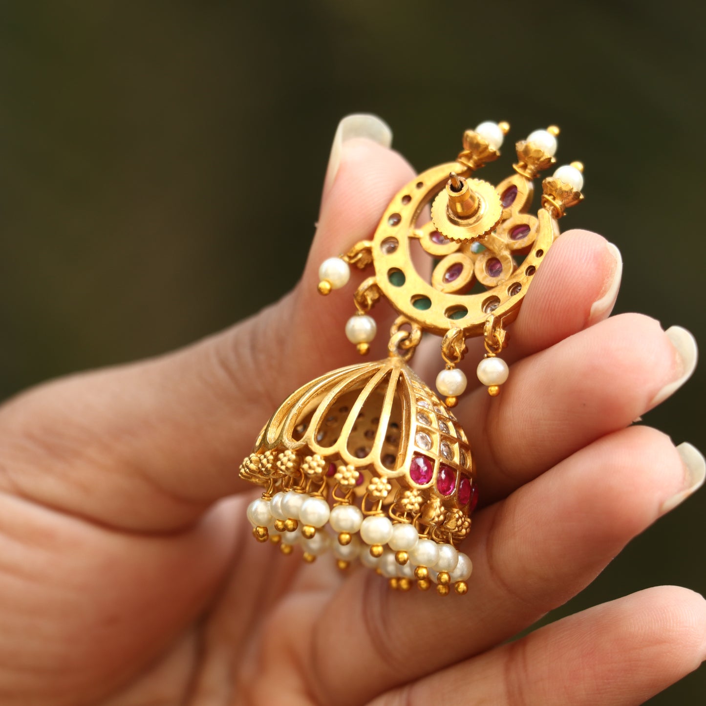 Antique Half Moon Kemp Jhumkas