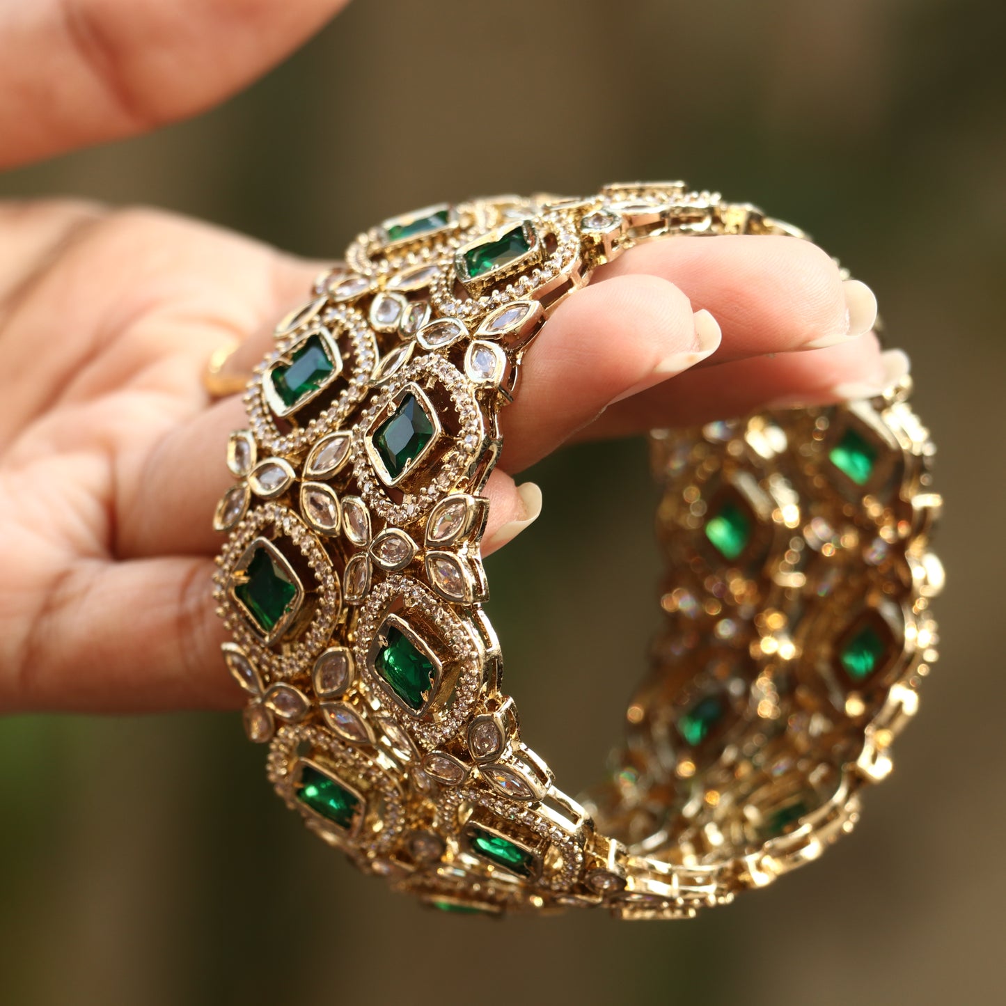 Antique Emerald AD Stone Bangles