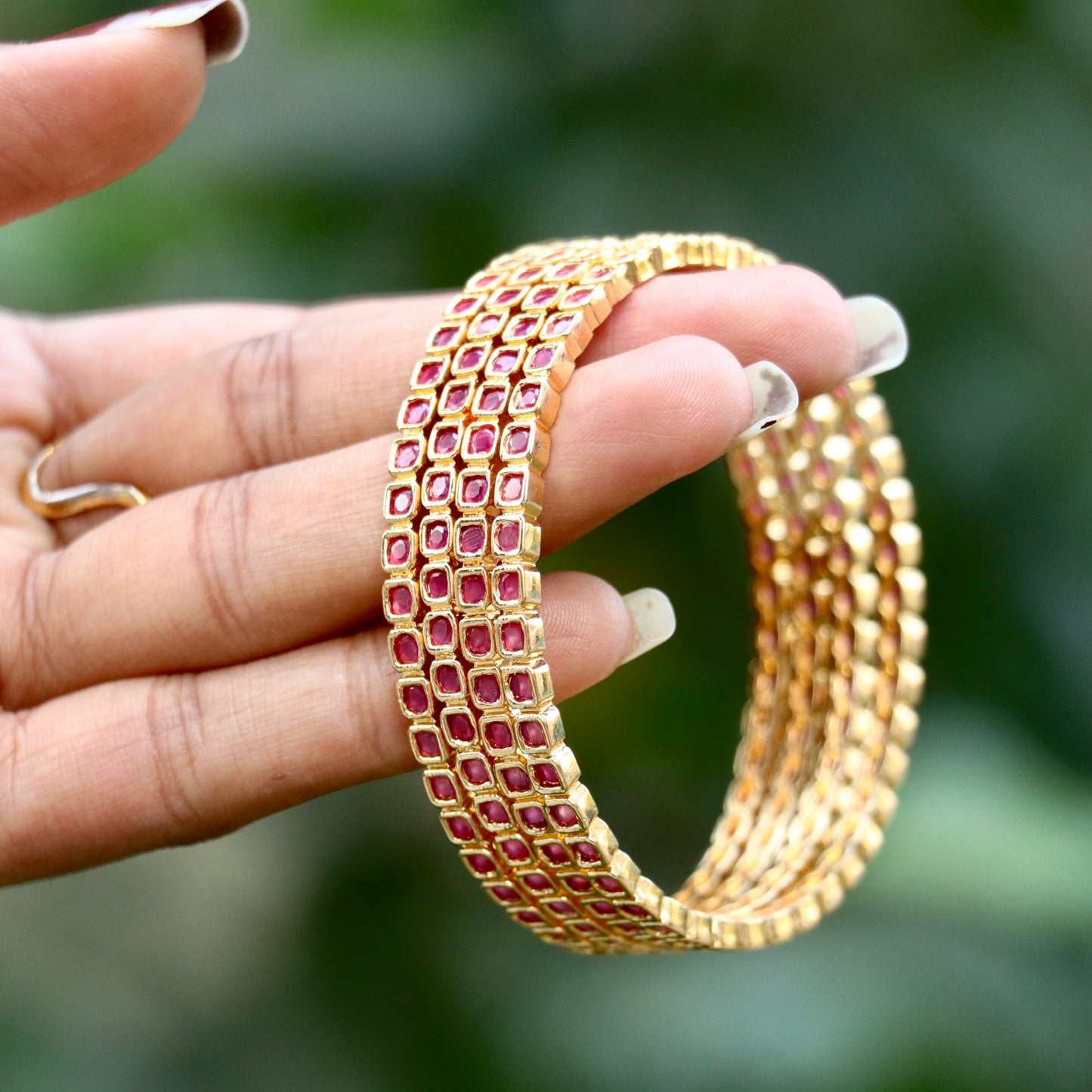 Ruby Stone Bangles - 2.6