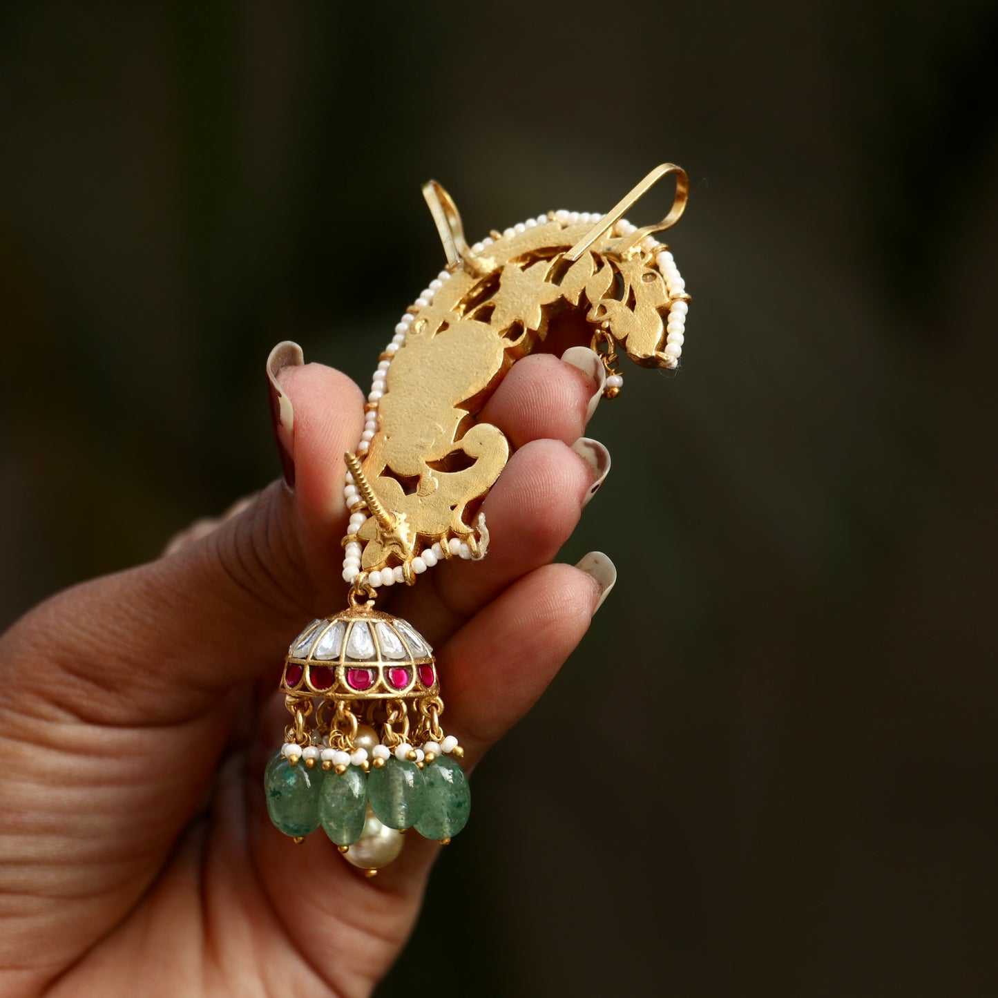 Jadau Kundan Peacock Ear Cuffs
