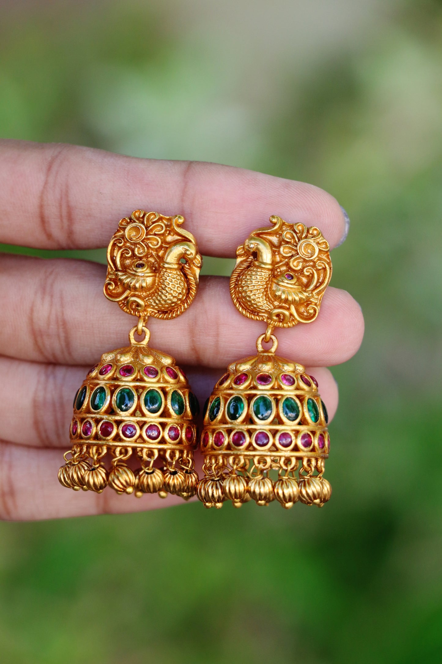 Peacock Inspired Jhumkas