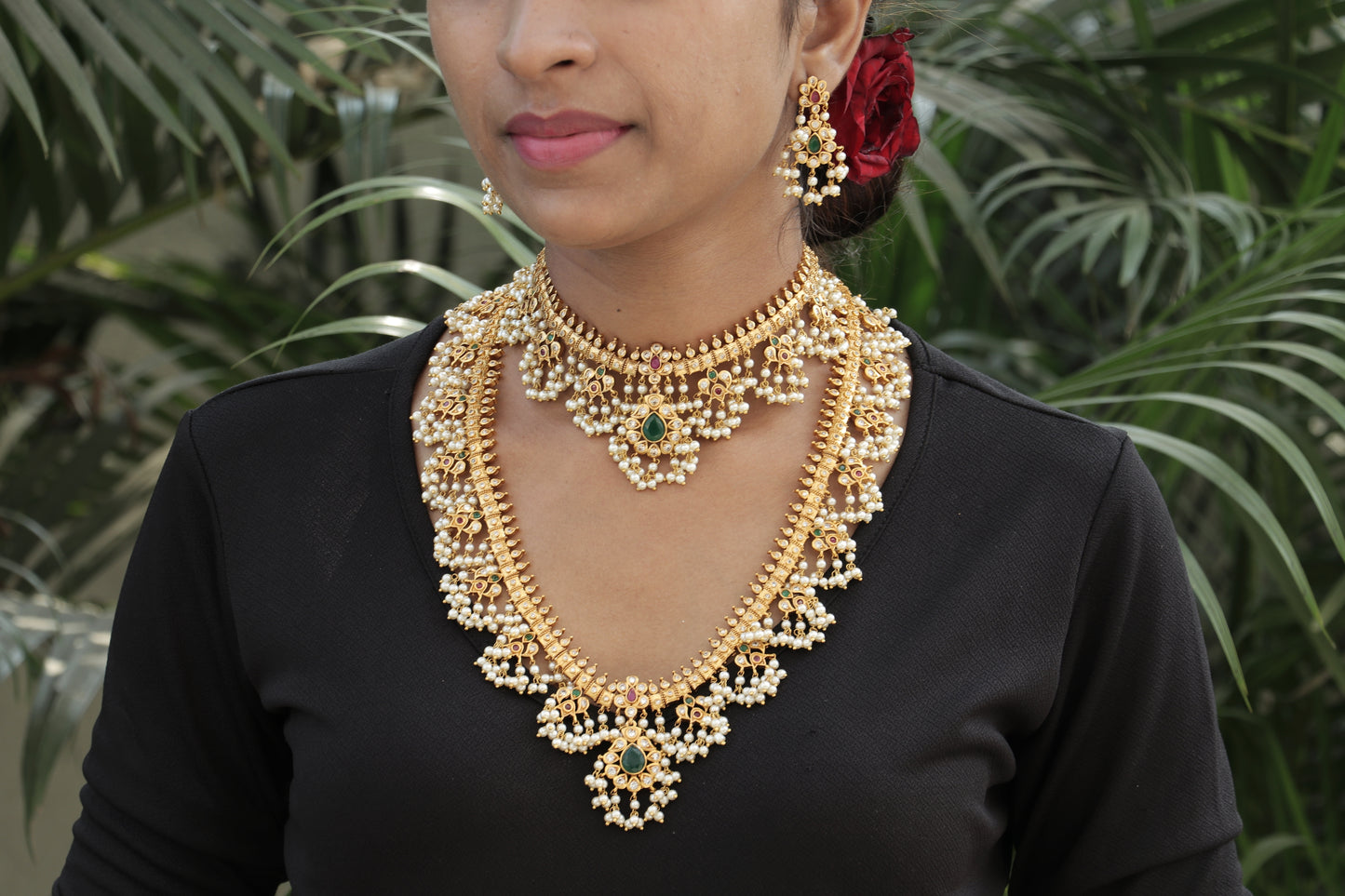 Dakshi Guttapusallu Necklace Combo , Short & Long