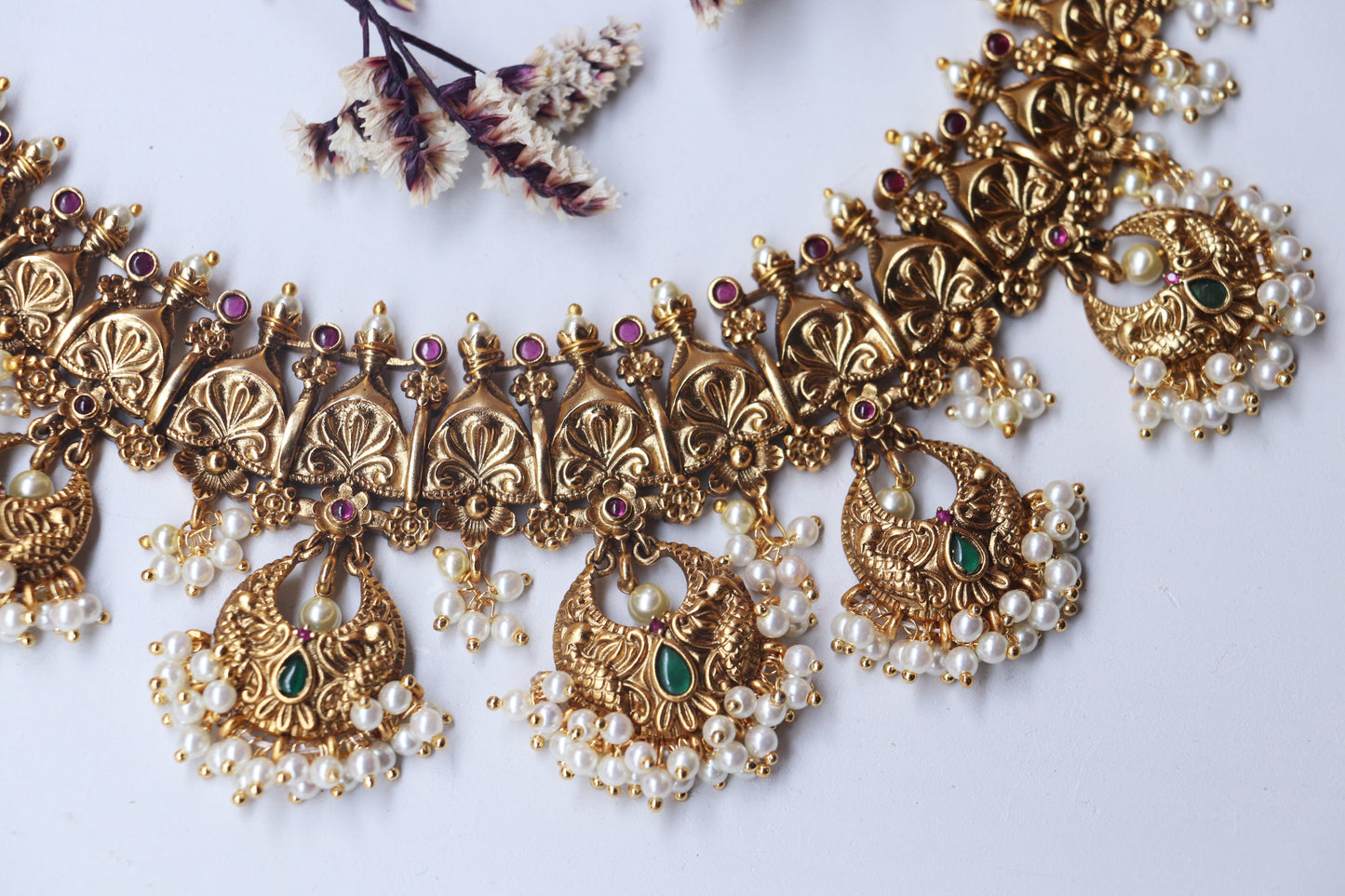 Temple Design Necklace Set