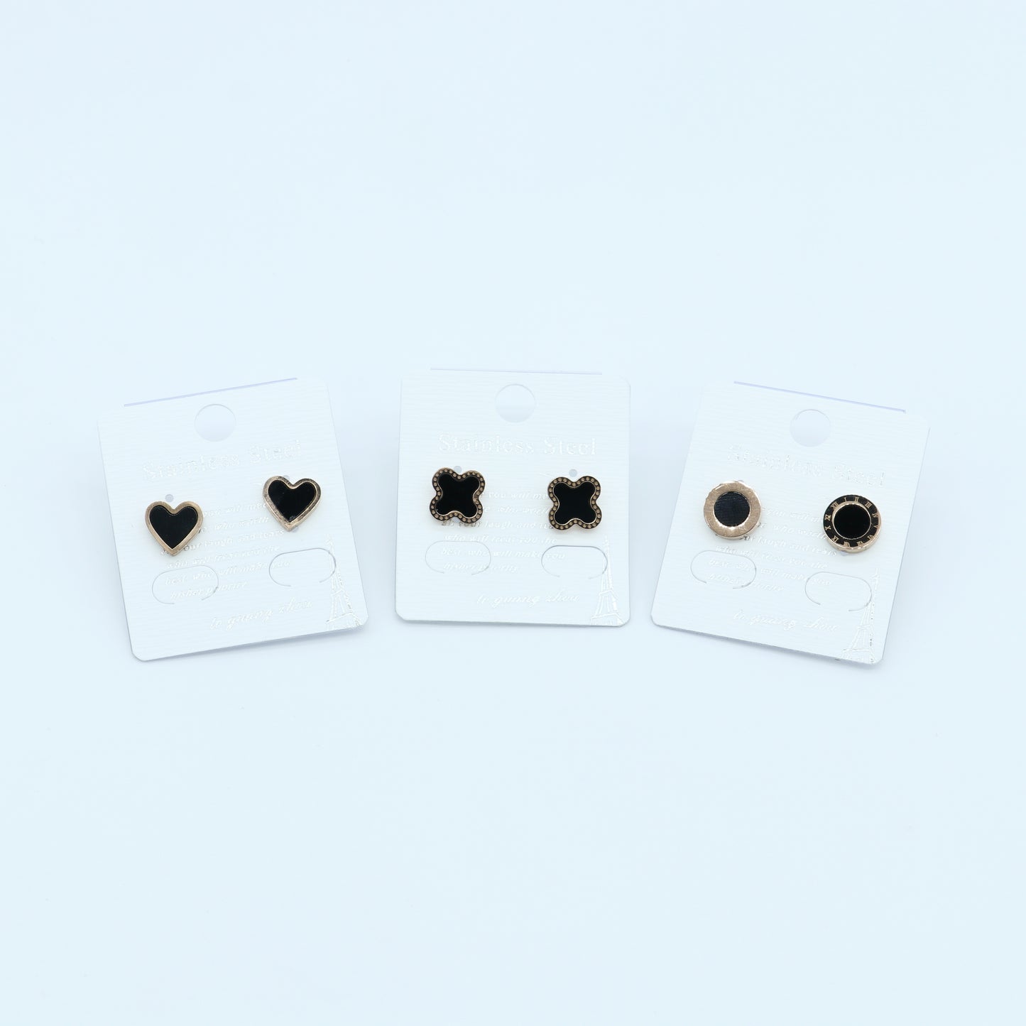 Pack of 3 Pairs Of Black Studs Earrings