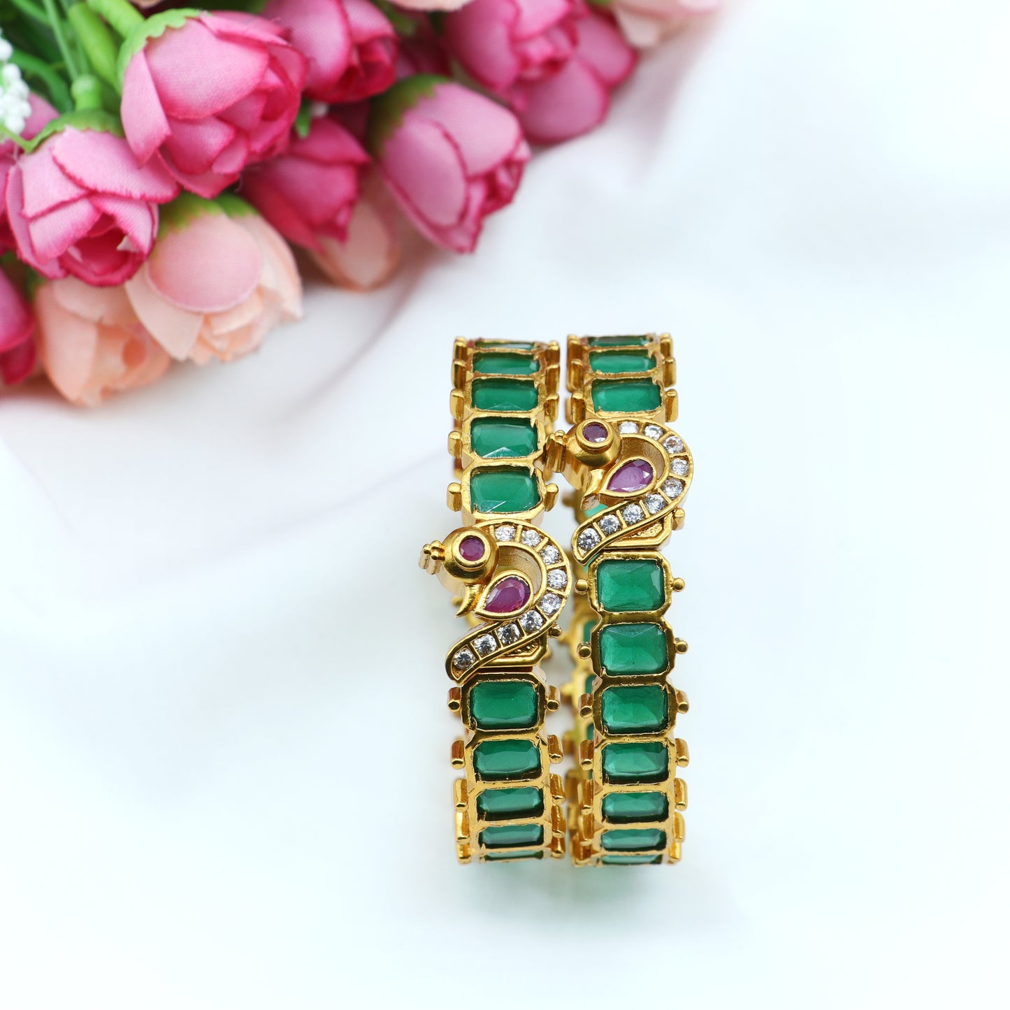 Emerald Peacock Kada Bangles