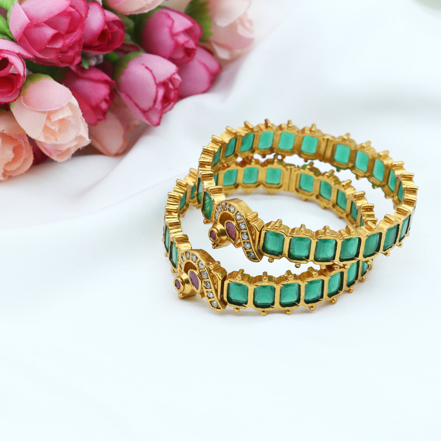 Emerald Peacock Kada Bangles