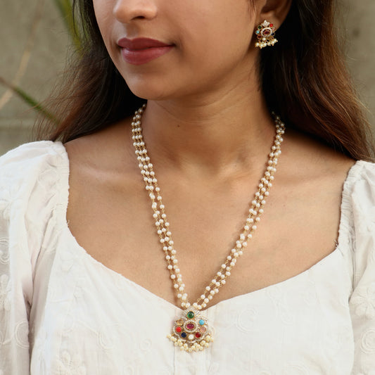 Siri Navratana pearl Long Necklace