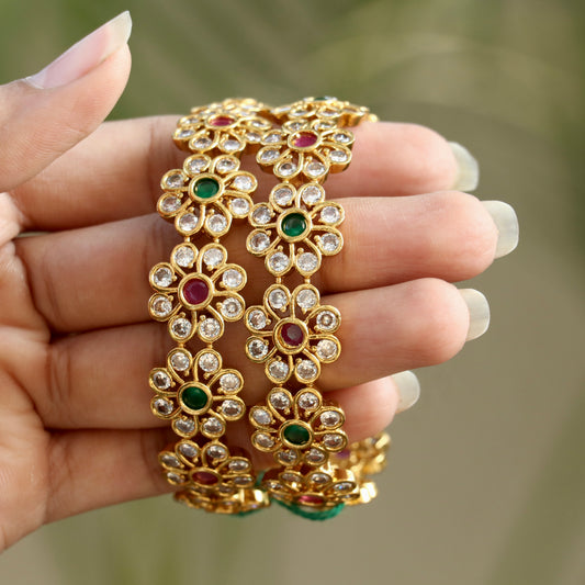 Samaira Floral Kemp & AD Bangles