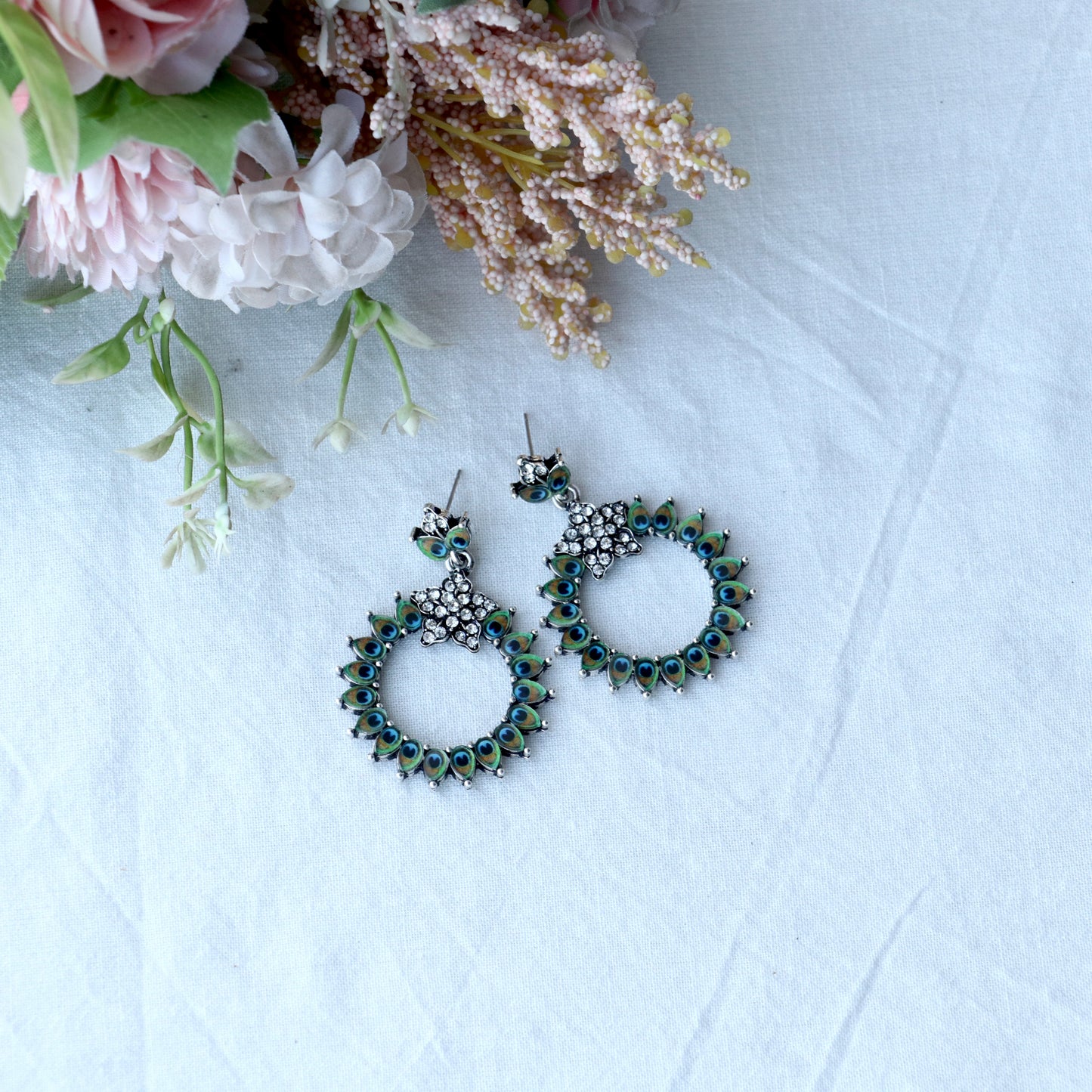 Mor-Pankh inspired silver Oxidised Earrings