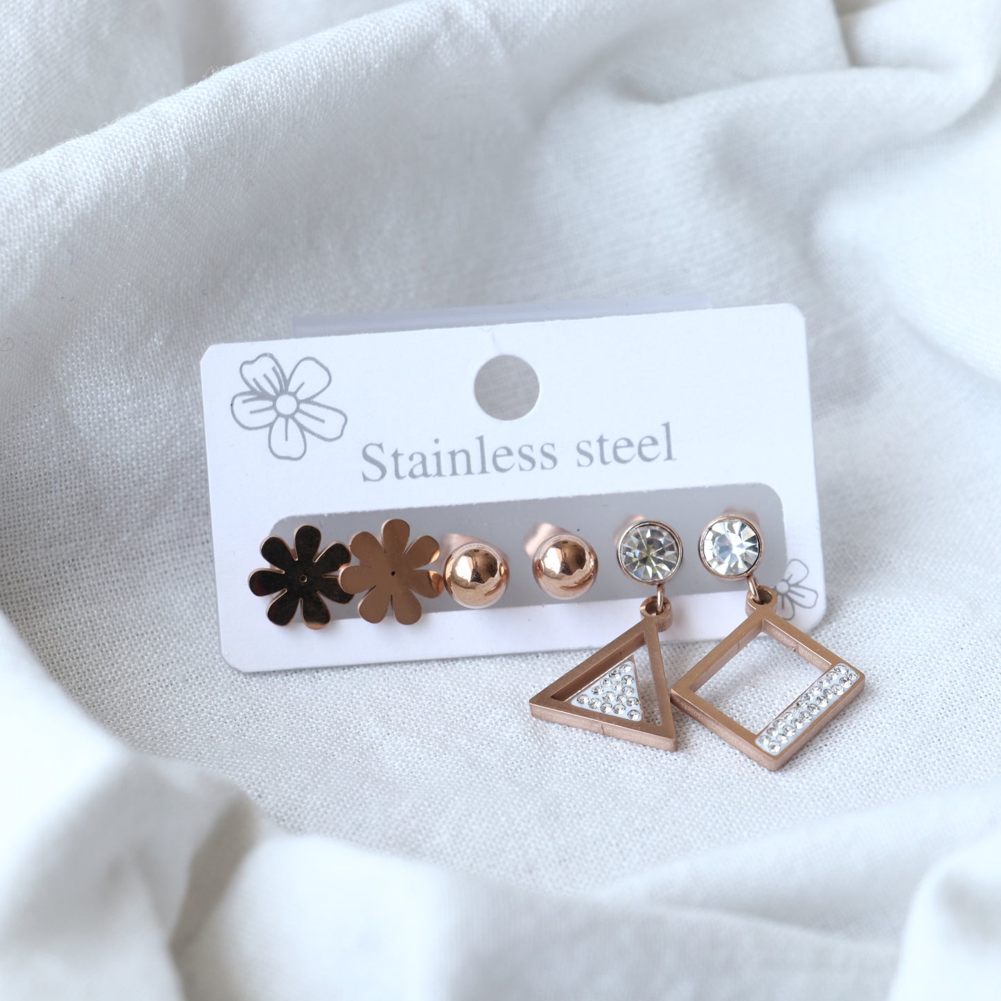 Rose Gold Combo Set - Stylish 3 Pairs