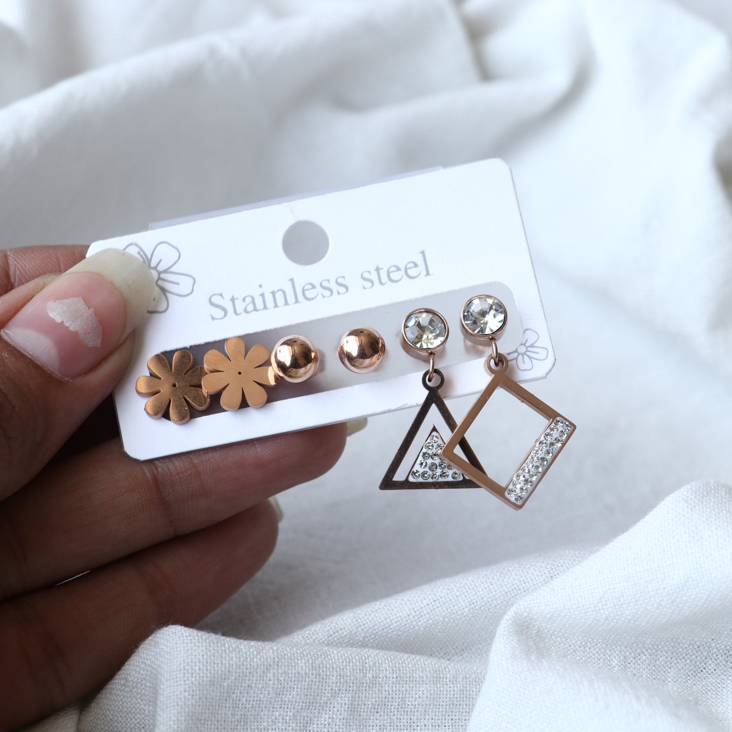 Rose Gold Combo Set - Stylish 3 Pairs