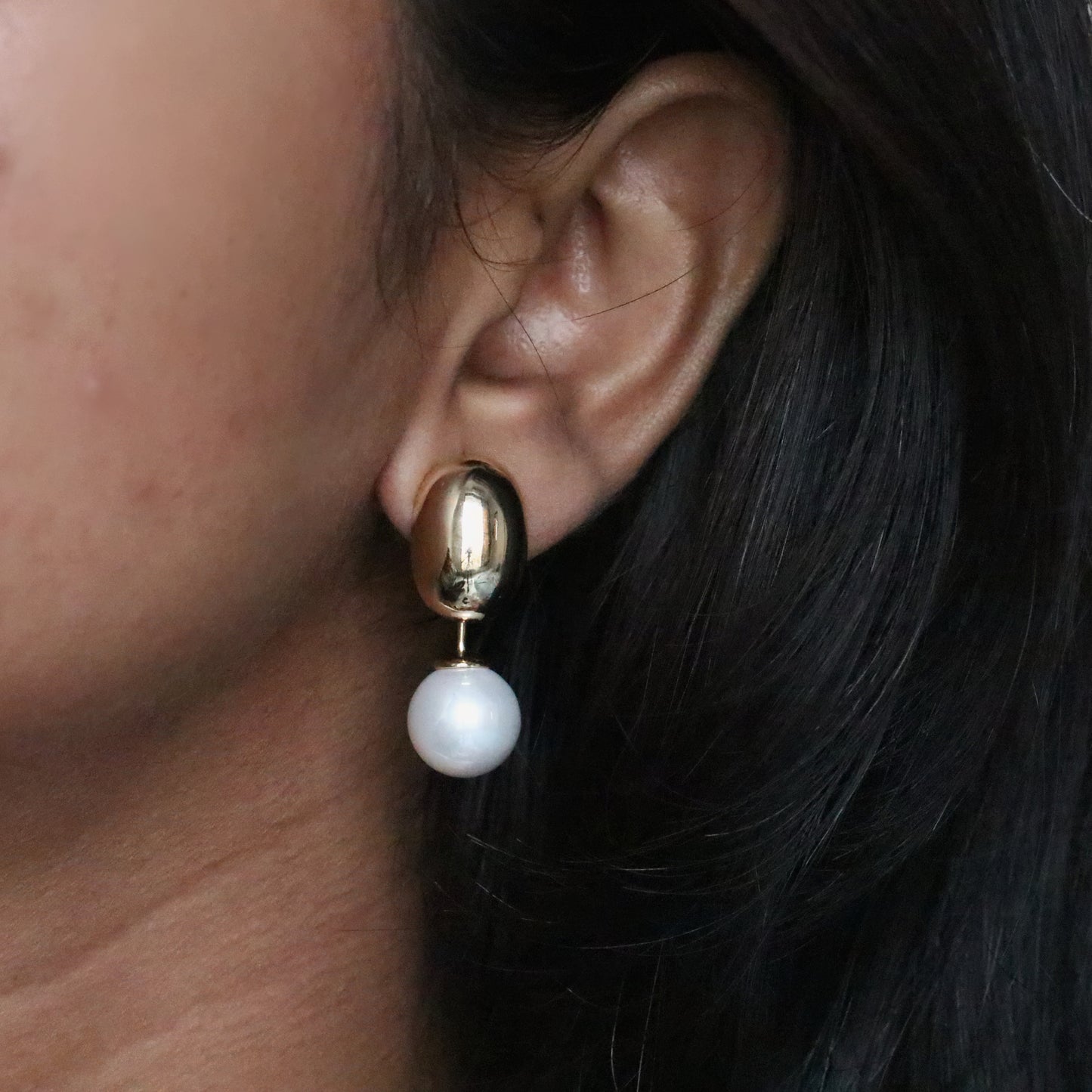 Korean White Pearl Drop Earrings