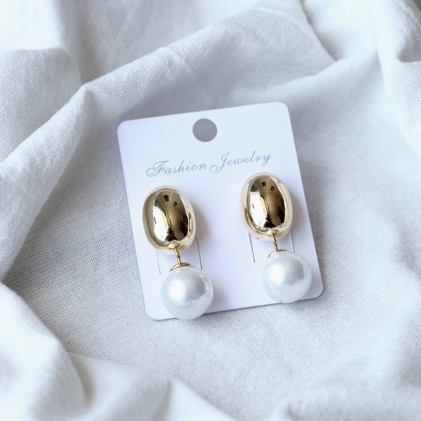 Korean White Pearl Drop Earrings