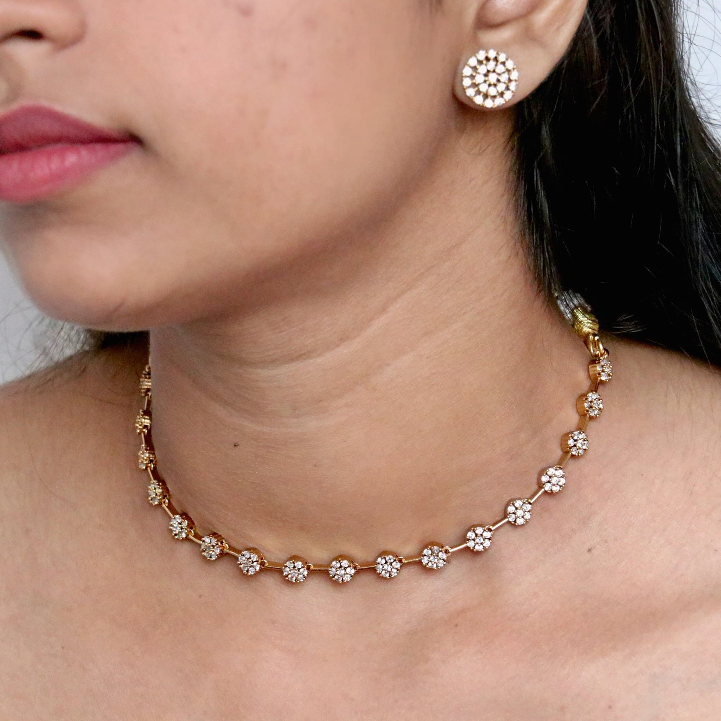 Bindiya One Line Choker Necklace With Studs