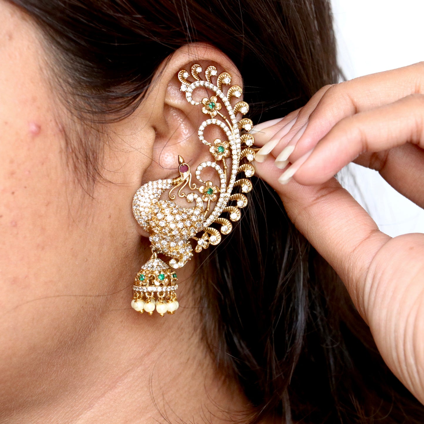 Morni AD Stone Ear-Cuff Earrings