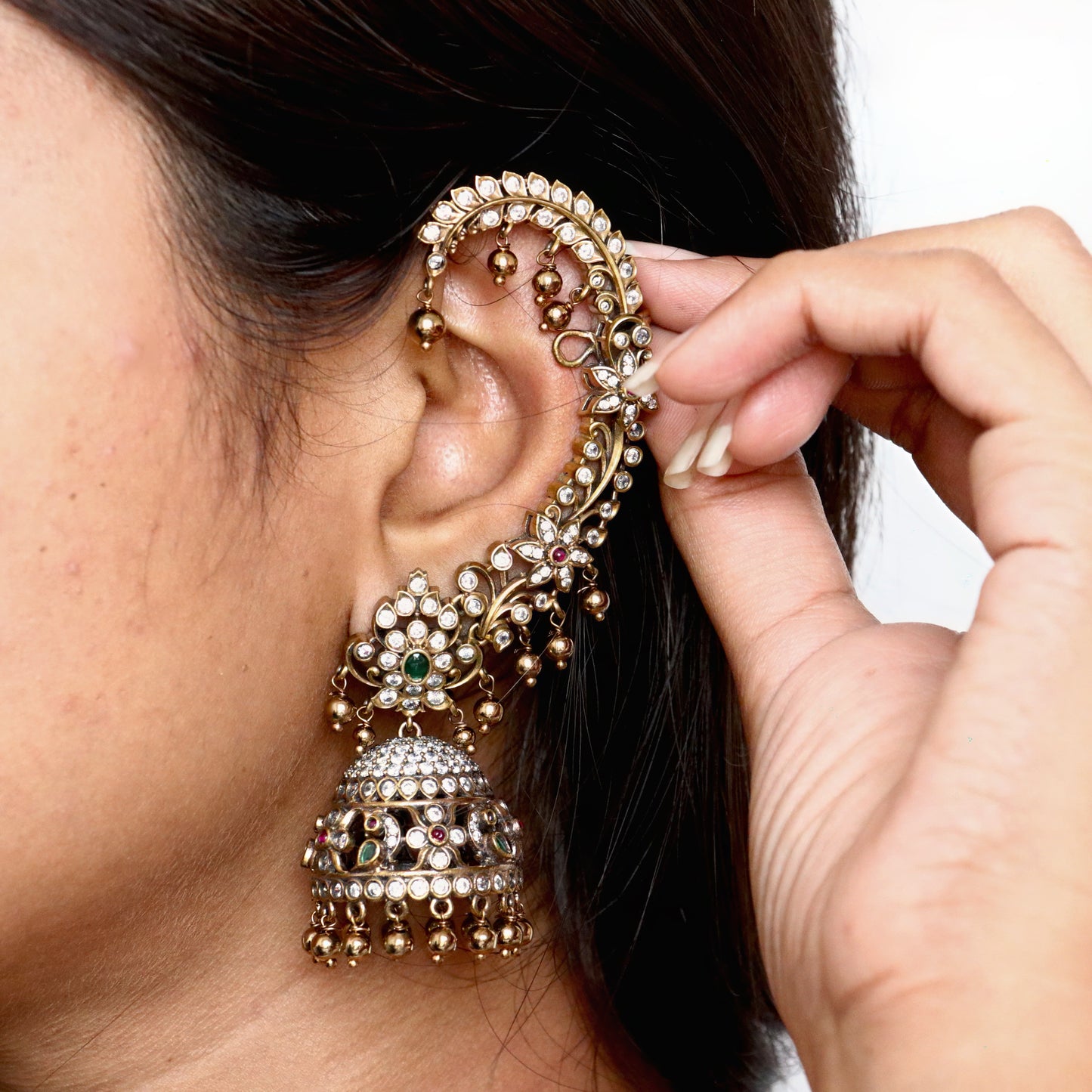 Paridhi AD Stone Ear-Cuff Jhumka Earrings