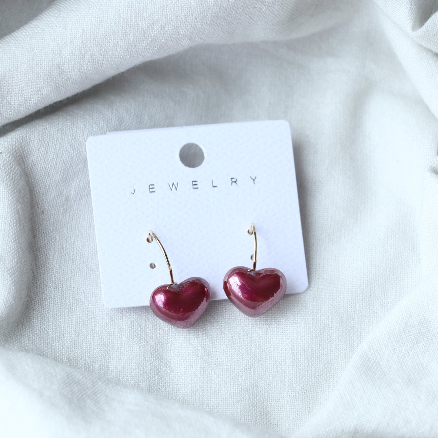 Metallic Heart Drop Earrings