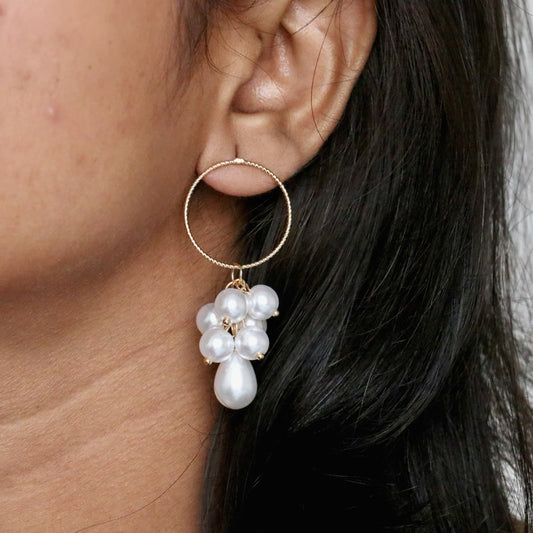 Shiny Pearl Drop Western Earrings