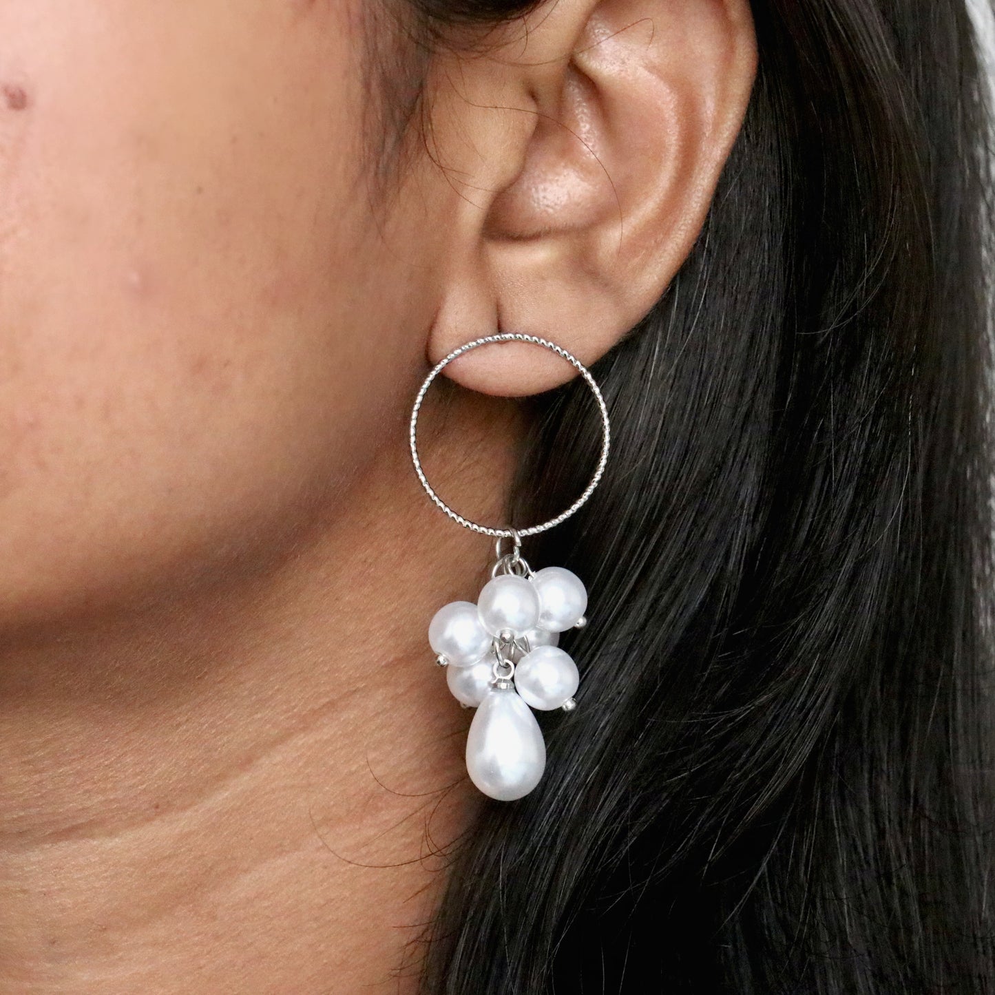 Shiny Pearl Drop Western Earrings