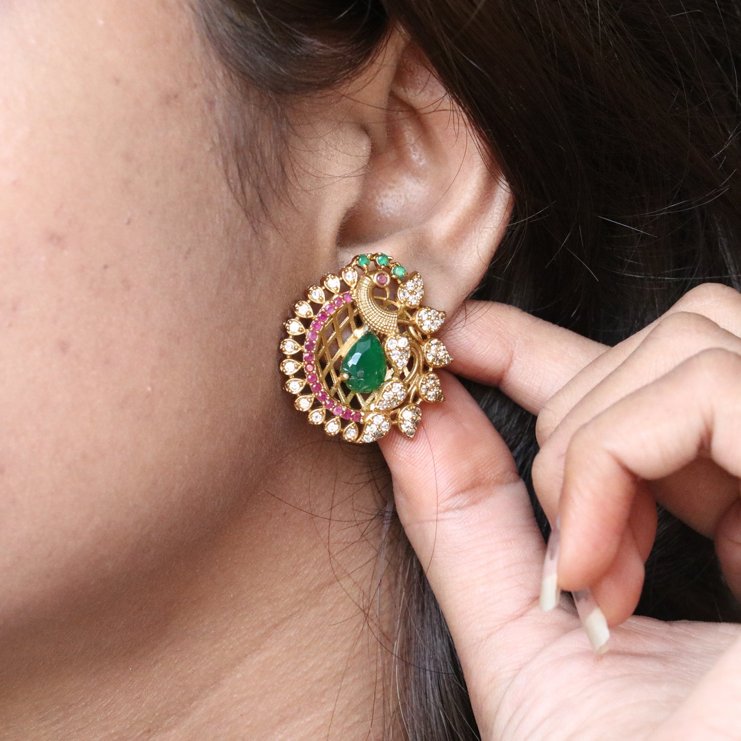 Peacock Ear Stud Earrings