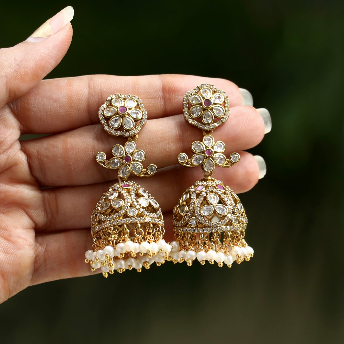 Sudikha AD Stone Victorian Jhumkas