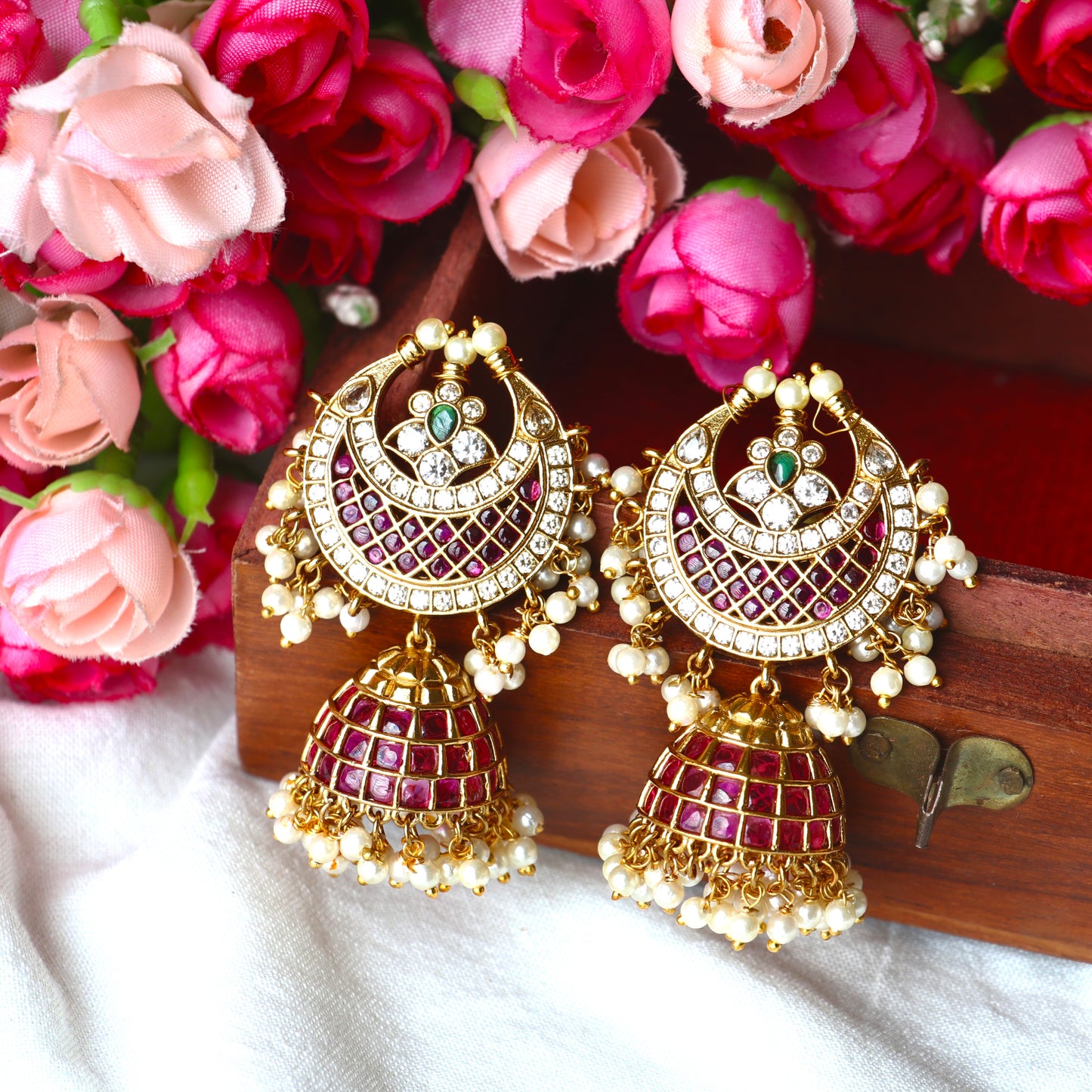 Inika Kemp Pearl Chand Jhumkas