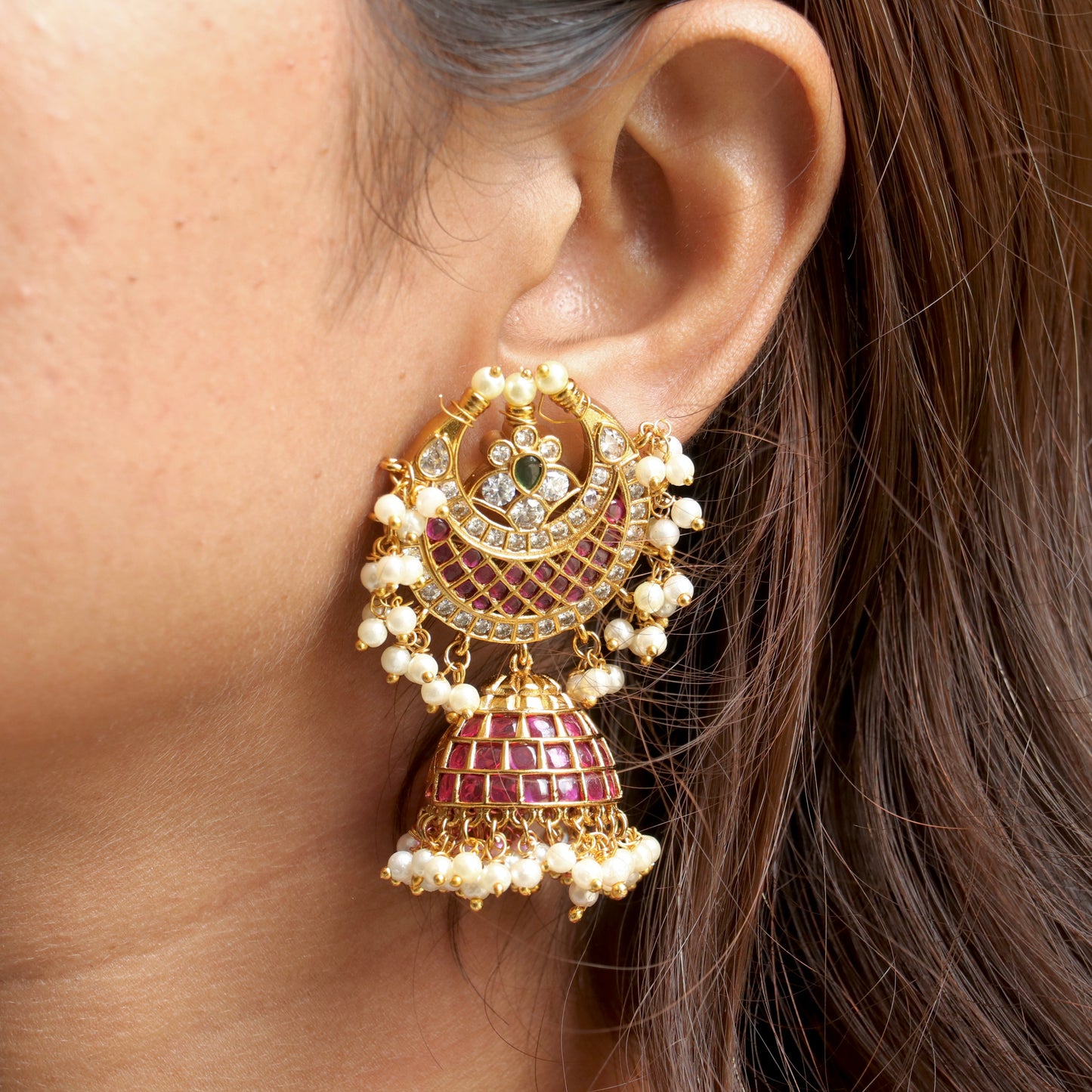 Inika Kemp Pearl Chand Jhumkas