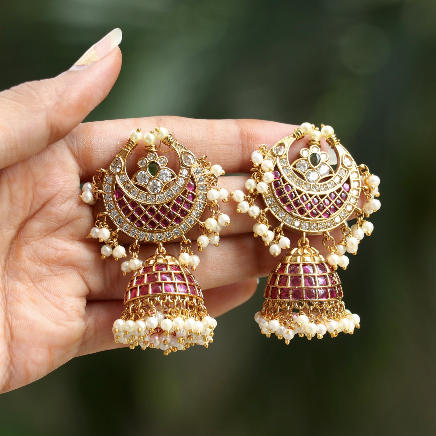 Inika Kemp Pearl Chand Jhumkas