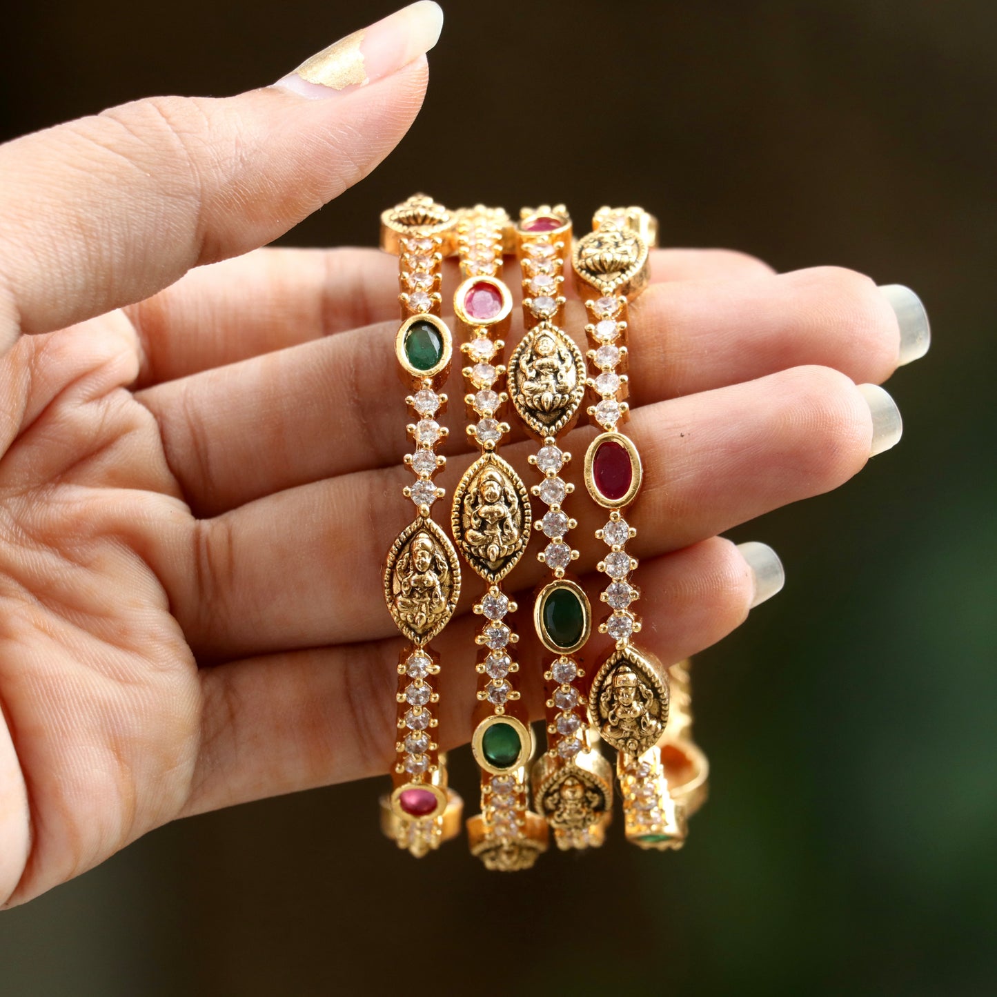 Nainika AD Lakshmi Bangles - Set Of 4