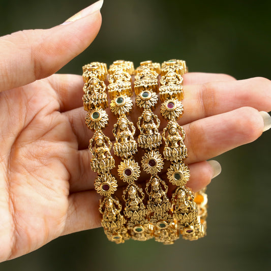 Geetashri Lakshmi Gold Finish Bangles - Set Of 4