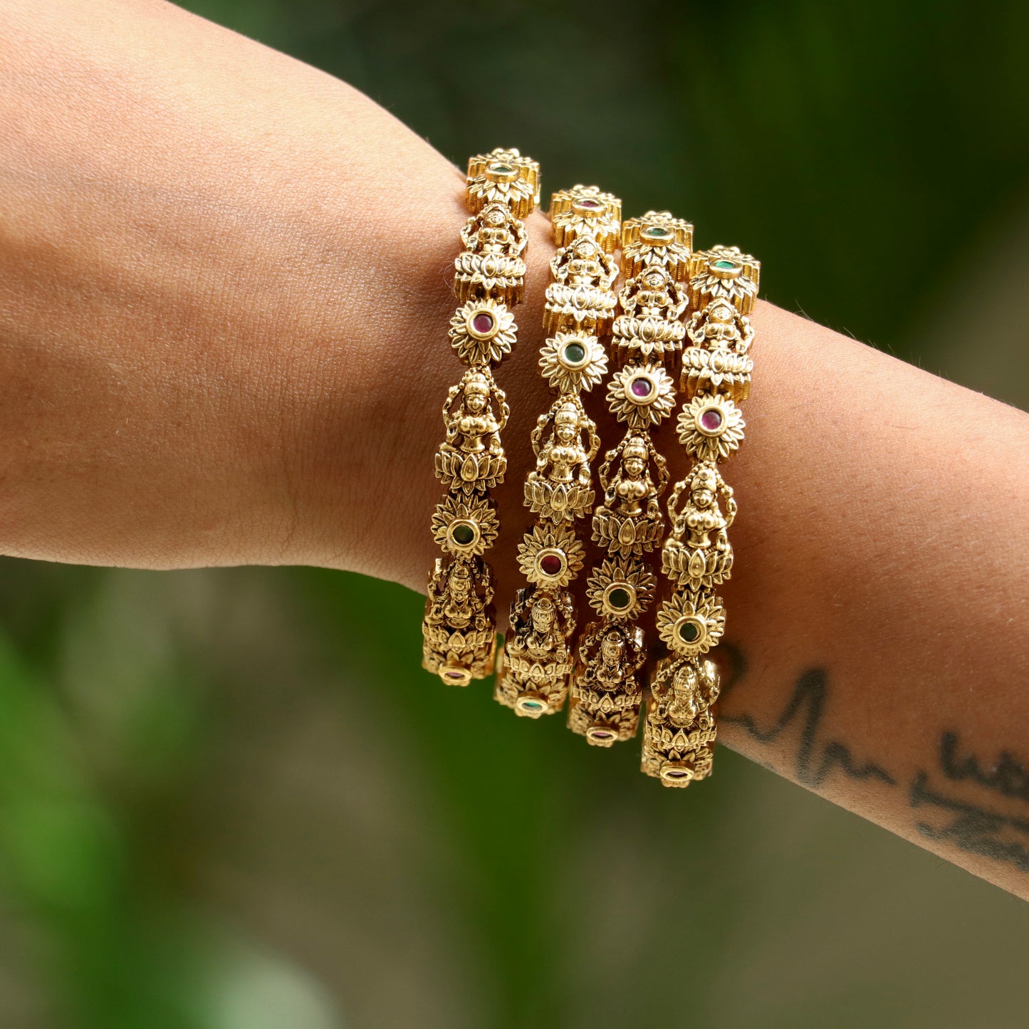 Geetashri Lakshmi Gold Finish Bangles - Set Of 4