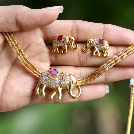 Gajanana AD Short Necklace Set