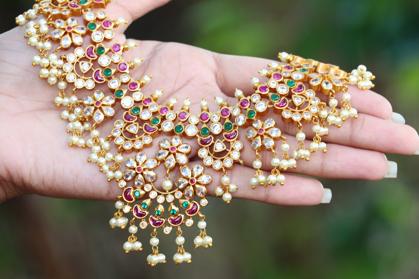 Lavish Flowered Guttapusallu Necklace Set